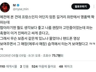 프랑스 노점상의 명품백 정품 인증방법