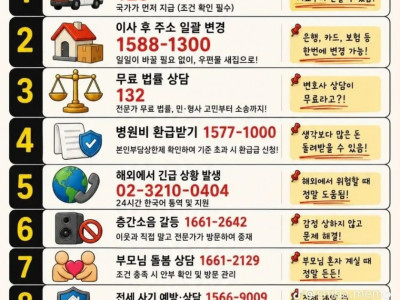 알아두면 언젠가 한 번 쯤은 쓸 일이 생길 전화번호