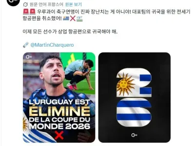 속보) 우루과이 축구연맹, 선수들을 위한 전세기 취소