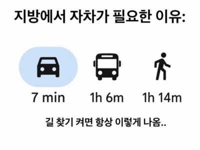 지방에서 자차가 없으면 안되는 이유..