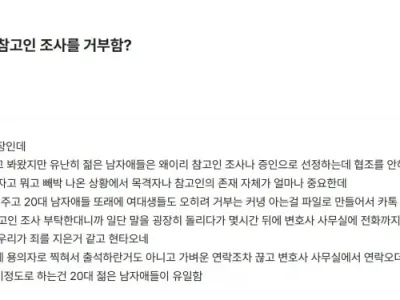 블라) 20대 젊은 남자들은 왜 그렇게 참고인 조사를 거부함?