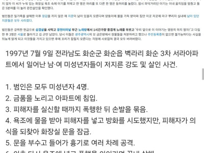 나무위키 실검 2위인 화순 서라아파트 모녀 살인 사건...