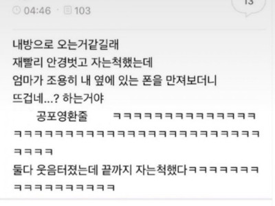 새벽에 엄마 때문에 끝까지 자는 척 한 썰 ㅋㅋ