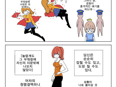 살인 누명 씌어질 때 순순히 잡힘 vs 도망치기 만화