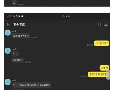 7년 터울 딸처럼 키운 귀여운 여동생 카톡