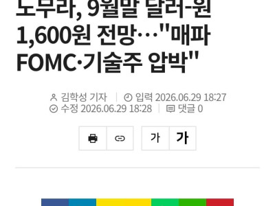 노무라 9월 환율 1600 예상