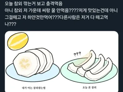 참외 깎는거 보고 충격먹음