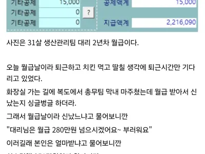 27살 총무팀 막내 여직원이 나보다 월급 많은거 보고 퇴사 결정했다