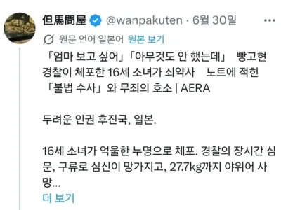 작년에 일본 경찰이 죽인 16살 소녀