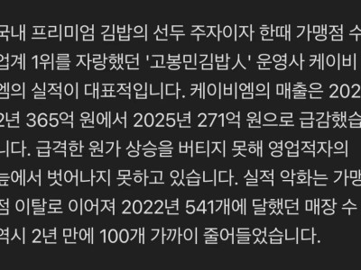 요즘 심각하다는 김밥업계