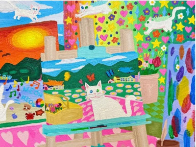 중증 자폐성 아들이 그린 고양이 그림
