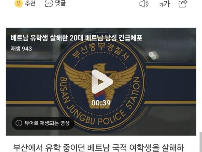 베트남 유학생 살해한 20대 베트남 남성 긴급체포