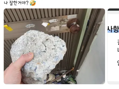 배달시킨 집 문짝 짱돌로 내려치는 배달원