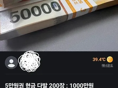 현금 5만원 200장 중고거래 근황
