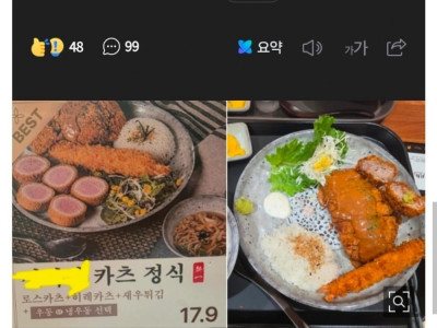 사진과 다르다 논란 돈가스집... 공식 사과