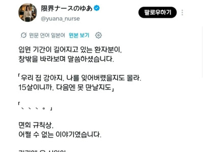 입원 기간이 길어지던 환자, '우리 강아지가 15살인데...