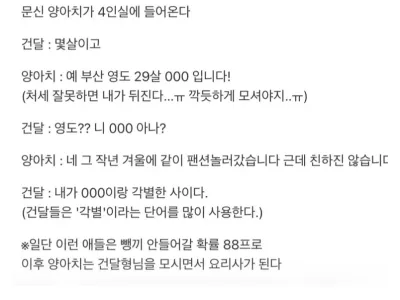실제 교도소에 신입이 들어올때 나누는 대화