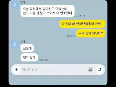 엄마친구아들이 괜찮아 보여서 니 번호 줬다
