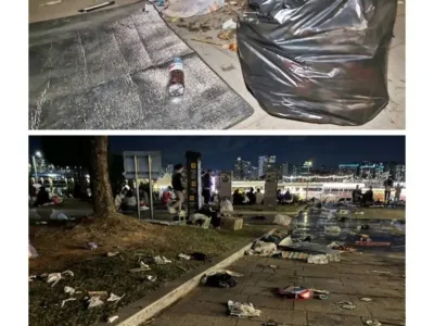 불꽃축제 끝난 여의도 한강공원 근황