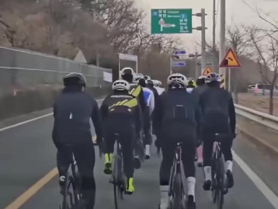 단체로 길막하는 자전거