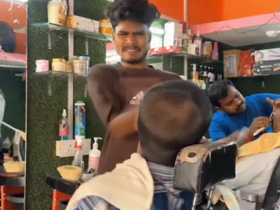 이발소에서 폭행당하는 손님