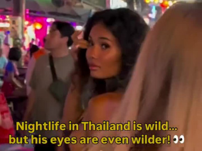 태국 여자 훑어보는 백인 할배